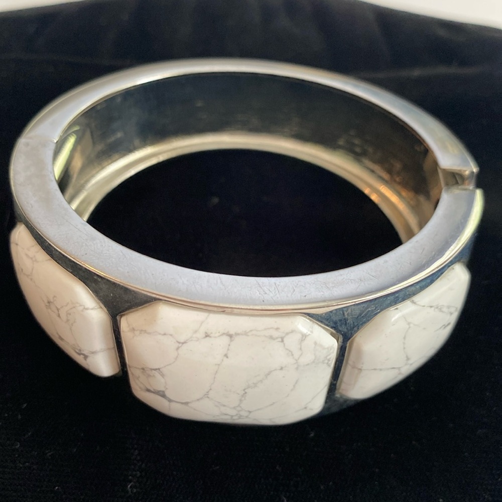 Chunky Silver and White Stone Bracelet
